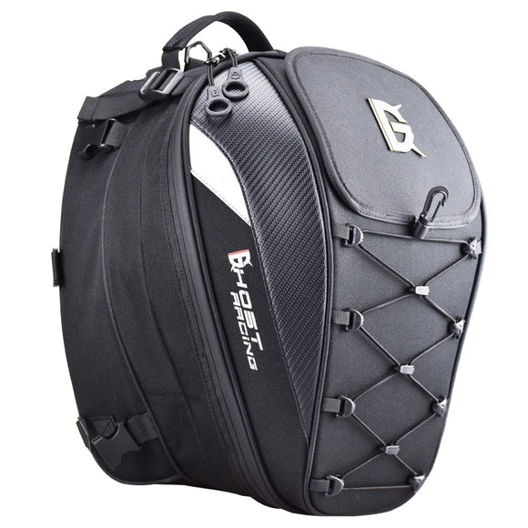 GHOST RACING 10inch Motorcycle Racing Helmet Backpack Tail Bags Reflective Cycling Luggage Big Capacity Saddlebags