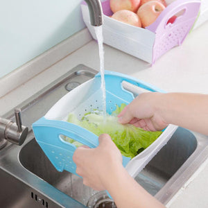 Kitchen Basket Folding Fruit Vegetable Cleaning Hand-held Dish Drain Basket