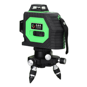 3D Laser Level 12 Line Green Self Leveling Outdoor Rotary Cross Measure Kit