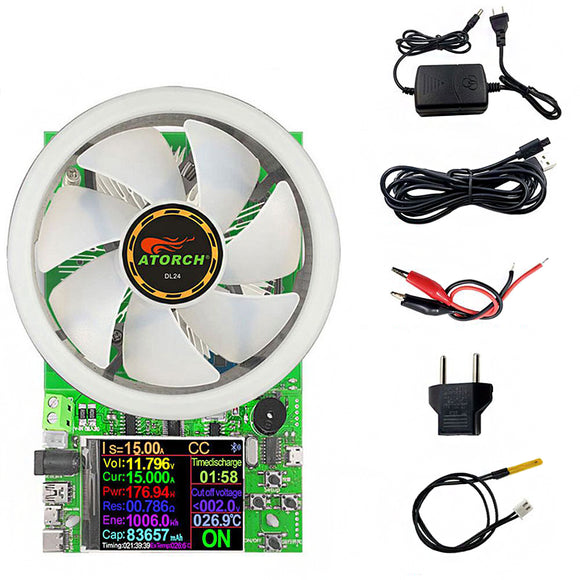 180W DL24 2.4 Inch DC USB Tester Electronic Load APP 18650 Battery Capacity Monitor Discharge Charge Power Meter Supply Checker with Color Display