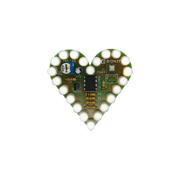 5Pcs Heart Shaped White Light Kit DIY Breathing Light Parts DC4-6V Speed Adjustable