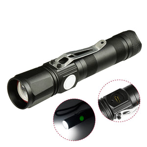 XANES 1509 T6 1200Lumens 3Modes Zoomable USB Rechargeable Brightness Long-rang LED Flashlight