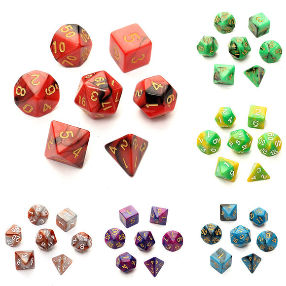 7pc/Set TRPG Games Gaming Dices D4-D20 Multi-sided Dices 6Color