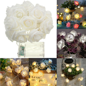 Battery Powered 1M 9LEDs Warm White Indoor Bedroom Decor Wedding Rose Flower Fairy String Light