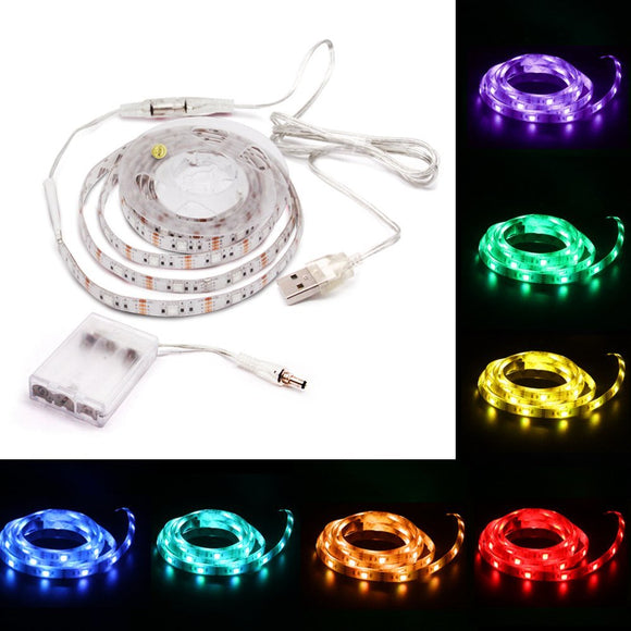 Battery Powered USB 1M SMD5050 60 LED RGB Waterproof Flexible Strip Light TV Backlight Lamp