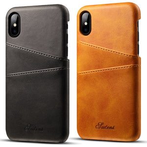 Premium Cowhide Leather Card Slot Protective Case For iPhone X