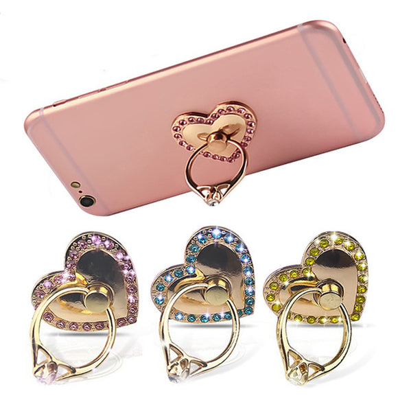 Universal 2 in 1 Crystal Finger Ring Stand Desktop Phone Bracket Phone Holder for Samsung Xiaomi