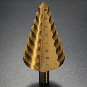 10-45mm Golden Nitriding-HSS-Spira Nitriding Groove Core  Hole Cutter Bit HSS Spiral Grooved Step Drill Bit