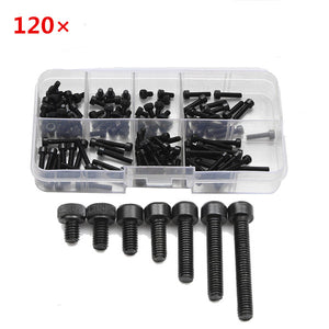 Suleve M3CH5 M3 Carbon Steel Allen Bolt 5-20mm Hex Socket Cap Screw Metric Assortment Kit 120pcs