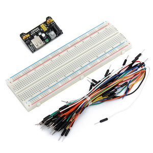 65PCS Jumper Cable+ MB102 Power Supply Module 3.3V 5V+Breadboard Board 830 Point