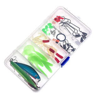 LEO 52pc/lot Fishing Lures Mix Hard Soft Baits Hooks Swivels Fishing Lure Set With Storage Box