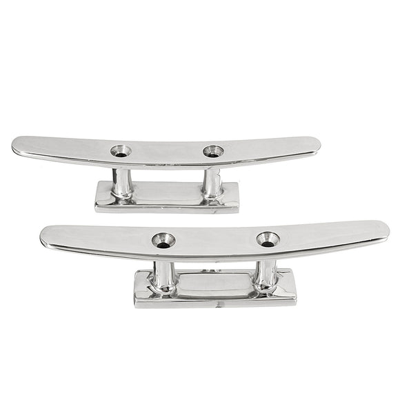 2Pcs 6 Inch Stainless Steel Flat Top Low Boat Deck Cleat Marine Grade Hardware