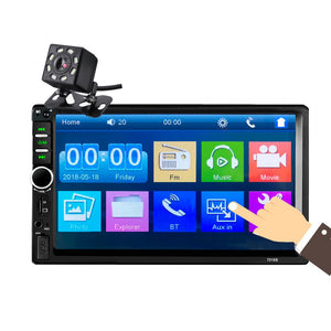 7018B 7 Inch 2DIN Car MP5 Player LCD Touch Screen bluetooth FM Radio Phone Mirror Link With 8LED Backup Camera