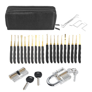 26PCS Locksmith Tools Practice Transparent Lock Kit With Broken Key Extractor Wrench Tool Removing Hooks Hardware Lock Picks