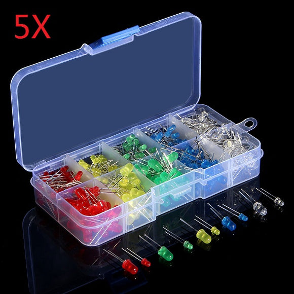 5 x 375pcs Each Box 3MM 5MM LED Light Emitting Diode Beads Resistance Lights Kits Bulb Lamp