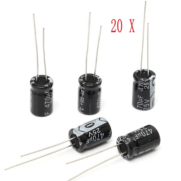 20PCS 470UF 25V Electrolytic Capacitor 25V470UF 8X12MM