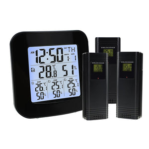 Digital Wireless Weather Station Thermometer 3 Sensor Temperature Humidity Meter