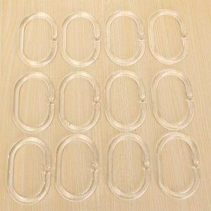 12Pcs Shower Curtain Hooks Plastic Bathroom Shower Curtain Rings Deformable Hanging Hook