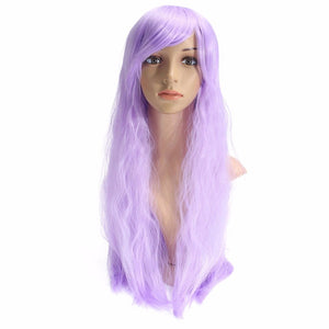 Light Purple 70cm Corn Perm Long Curly Wavy Cosplay Wig Party Daily Wigs