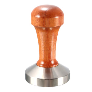 53mm Stainless Steel Cafe Coffee Tamper Bean Press for Espresso Flat Base Wooden Handle