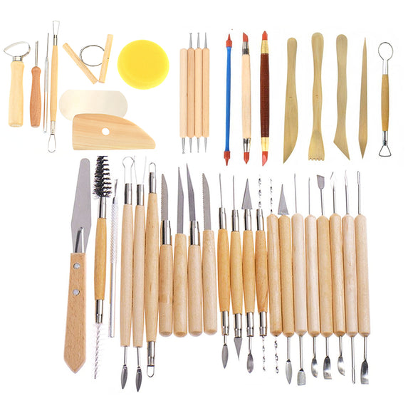 42Pcs Wooden Clay Sculpting Tools Pottery Carving Tool Set Modeling Craft Hobby