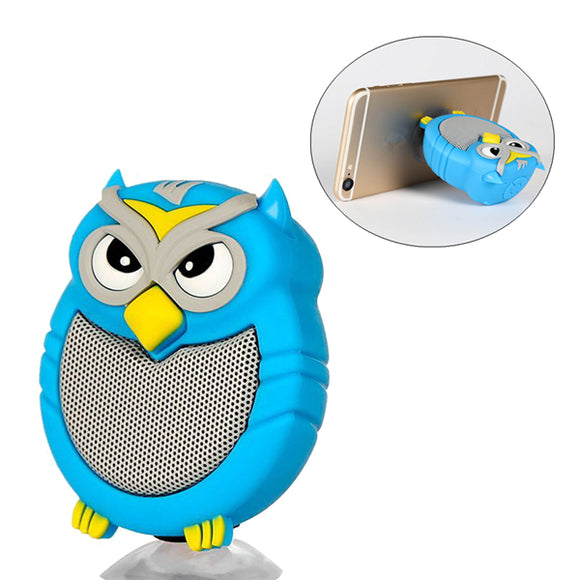 FINBY Mini Owl Suction Cup Phone Holder Hands-free Microphone TF Card AUX Stereo Bluetooth Speaker