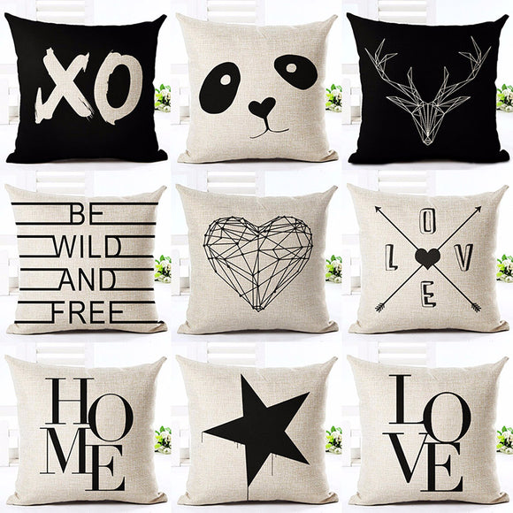 Various Style Pillows Cushion For Home Sofa Car Office Star Panda Printed Cotton Linen Pillowcase