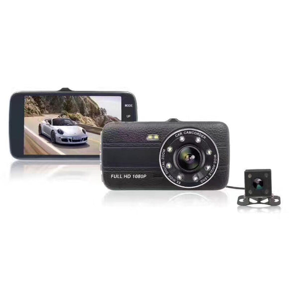 4 Inch 1080P Loop Recording Night Vision 170 Degree Wide Angle Car DVR with Rear View Camera