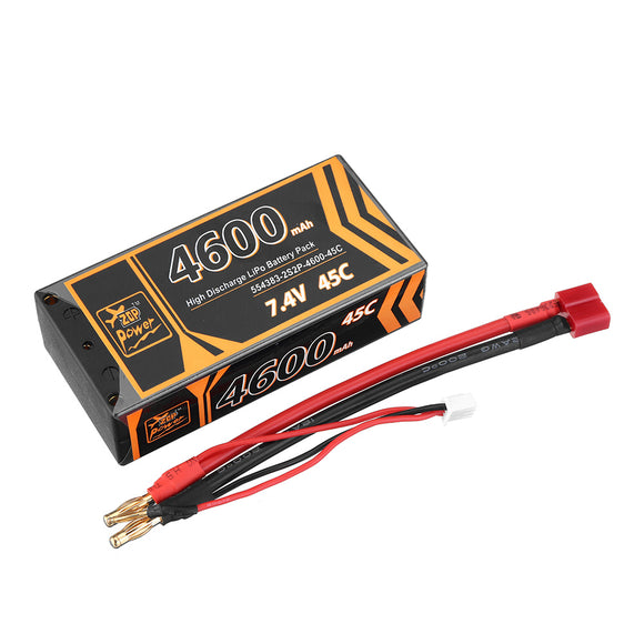 ZOP Power 7.4V 4600mAh 45C 2S Lipo Battery T Plug for RC Car