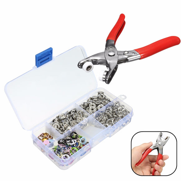 Fastener Snap Pliers Camp Craft Tool Sewing Craft with 110 Kits Set Press Studs