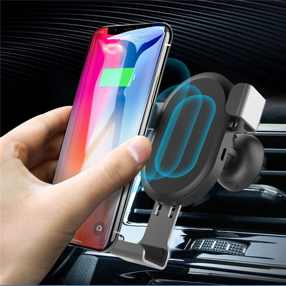 Qi Wireless 10W Fast Charging Gravity Auto Lock Car Holder Air Vent Stand for iPhone X Mobile Phone