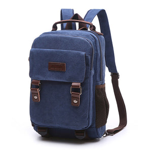 Men Canvas Large Capacity Multi-pockets Backpack Outdoor Travel Bag