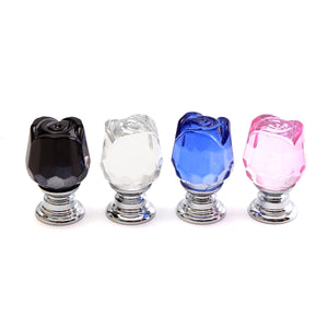 8Pcs 20mm Pull Handle Crystal Glass Rose Shape for Cabinet Cupboard Drawer