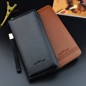 Men PU Phone Pouch Long Zipper Wallet Organizer Coin Card Holders