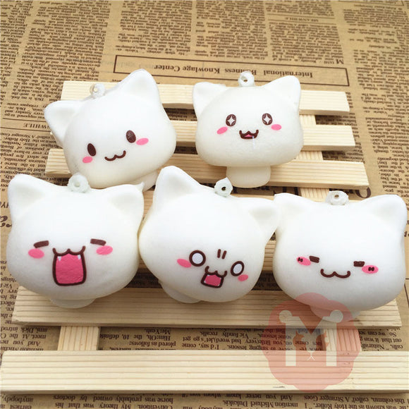 Squishy Toys Mushroom Cat Kawaii Cartoon Cute Face Decor Bag Cell Phone Straps