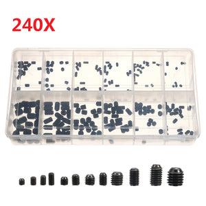 Suleve MXCH1 M3-M8 Carbon Steel Socket Screw Assortment Allen Head Hex Socket Grub Screw Kit 240pcs