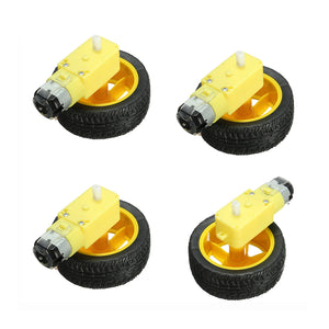 4Pcs 65 x 26mm Plastic Tire Wheel + DC 3-6v Gear Motor For Arduino Smart Car