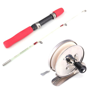 ZANLURE 60CM Red  Fishing Rod Reel Combo Mini Pocket Ice Fishing Rod Reel Set