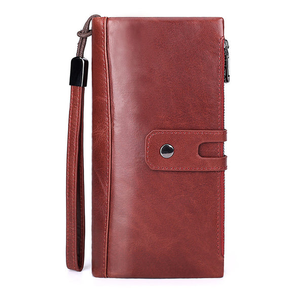 Women Men Genuine Leather Long Wallet Card Holder Purse