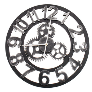 45cm Modern Art Design Silent Wall Clock Iron Metal Vintage Retro 3D Industrial Europe Style