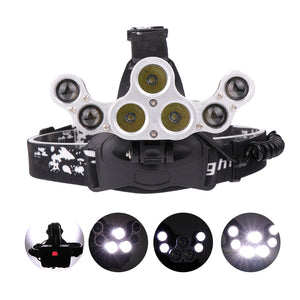 XANES 2201 3200LM 3*T6 LED + 4* XPE LED 4 Modes Headlamp 3*18650 Battery USB Interface