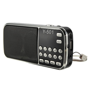 Y-501 Mini Portable LCD Digital FM Radio Speaker USB Disk TF AUX Mp3 Music Player Gift