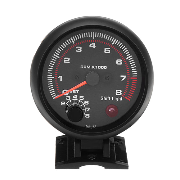 B3076 3.75 Inch Car 12V 0-8*1000RPM Black Surface And Shell Modified Tachometer
