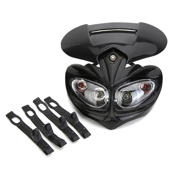 12V 35W Motorcycle New Head Light Fairing Sport Led Lamp Lighting Street Fighter Black H/L Beam