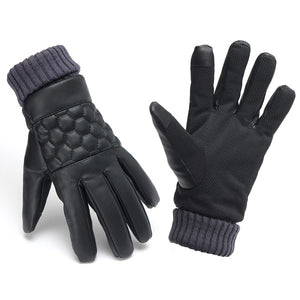 Men Thermal Leather Touch Screen Gloves Winter Outdoor Sports Warm Motorcycle Gloves