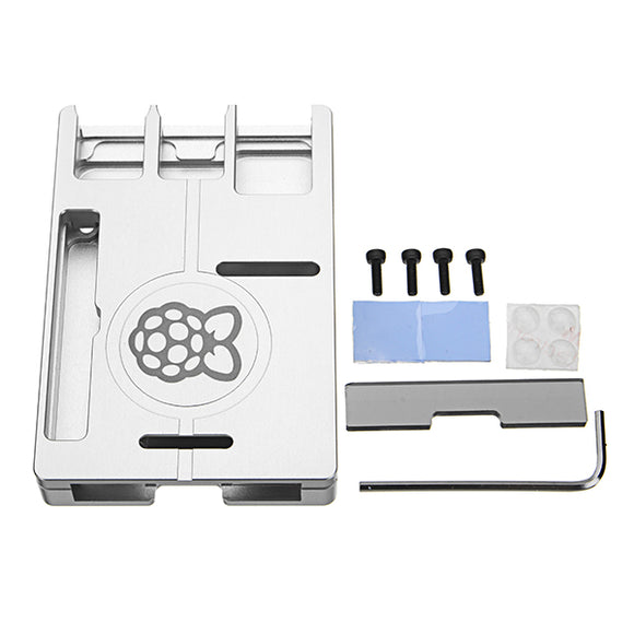 Ultra-thin Silver Aluminum Alloy CNC Case Portable Box Support GPIO Ribbon Cable For Raspberry Pi 3