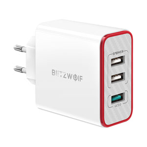 BlitzWolf BW-PL2 30W QC3.0 3 Ports USB Charger EU Adapter With Power3S Tech For Smartphone Tablet