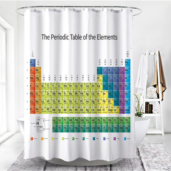 180x180cm Periodic Table of Elements Shower Curtain Waterproof Bathroom Chemistry Hanging Deocr