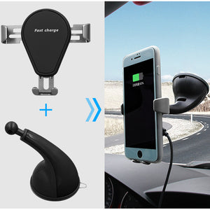 Universal 10W 7.5W 5W Qi Wireless Fast Charge Powerful Suction Car Mount Holder for Mobile Phone