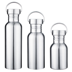 350-750ML 304 Stainless Steel Wide Mouth Sport Water Bottle With Carry Outdoor Cycling Running Drink